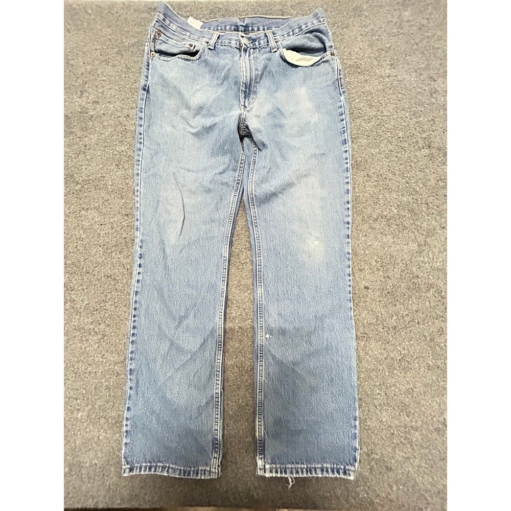 Levi's Jeans Mens Size 34x32 Light Wash 505 Straight Leg Denim Workwear Frayed